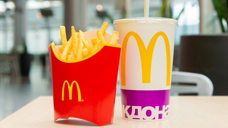 Russian McDonald's fries and drink