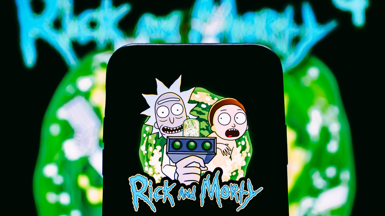rick and morty on phone