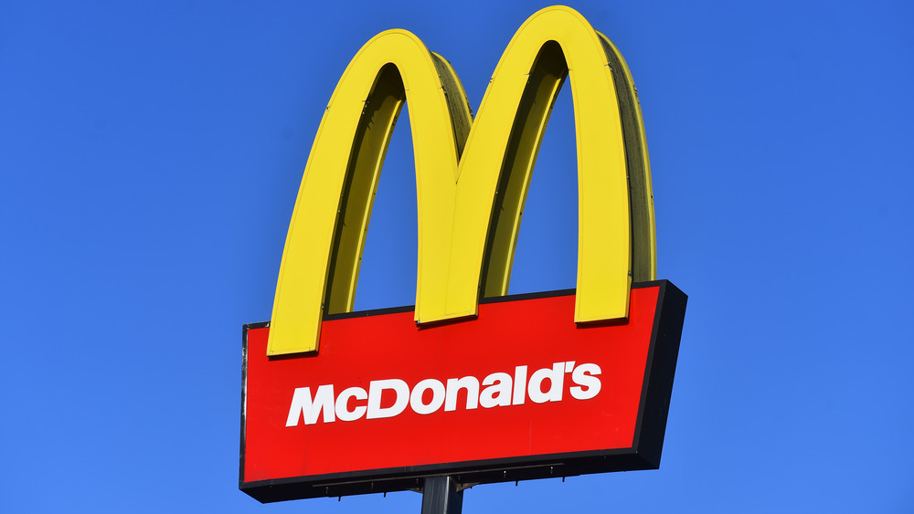 McDonald's Arch against blue sky
