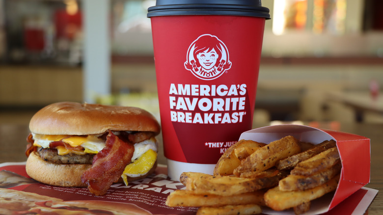 Wendy's breakfast with coffee