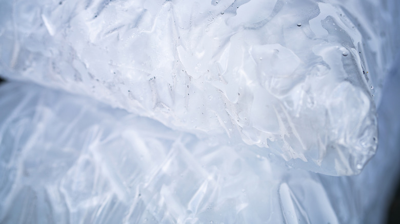 Stacked bags of ice