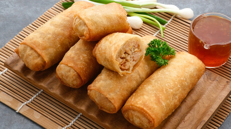 Egg rolls with chili sauce