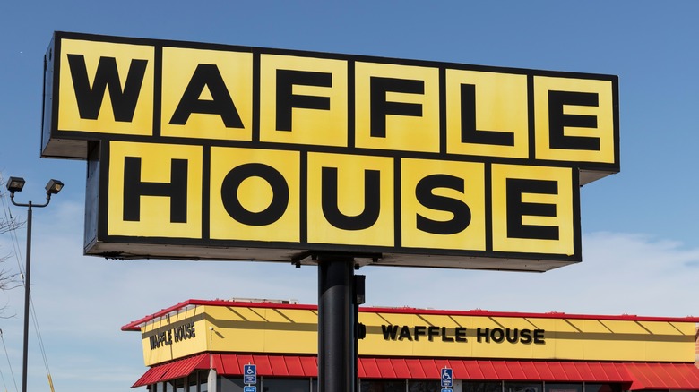 Waffle House sign and storefront