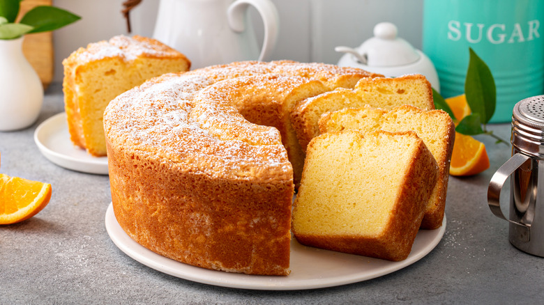 dense butter cake on plate