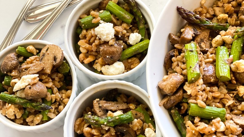 roasted mushroom salad served