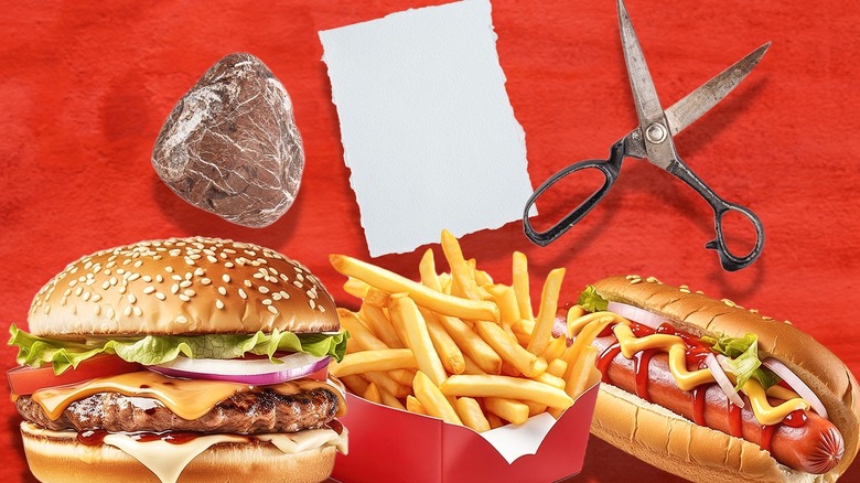Rock, paper, and scissors with fast food