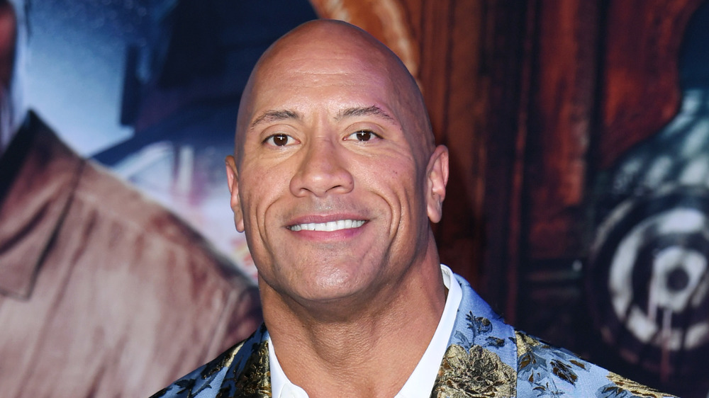 The Rock in a printed blazer