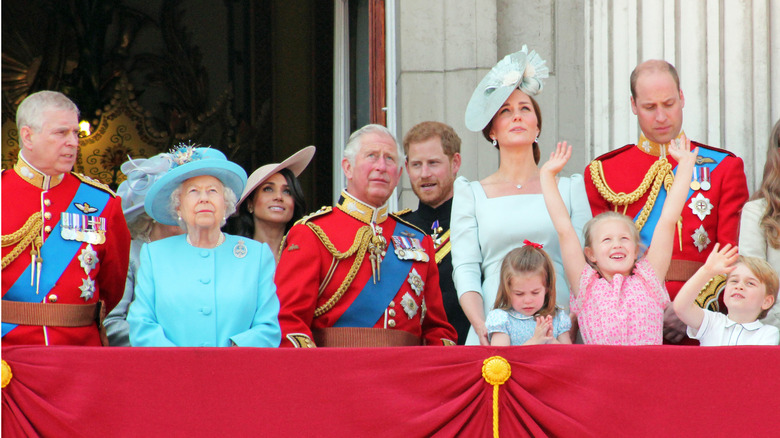 The royal family on the balcony at Buckingham Palace