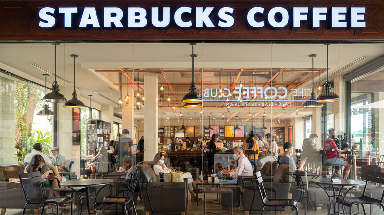 Interior of Starbucks coffeeshop