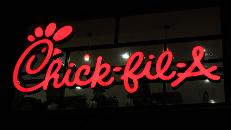 Glowing Chick-fil-A sign