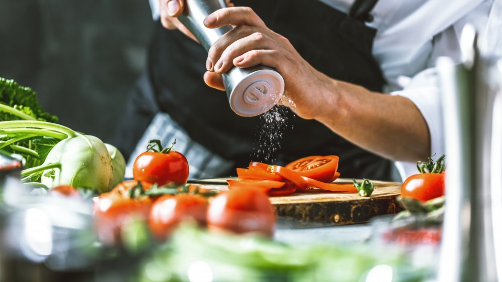 Chef preparing vegetables