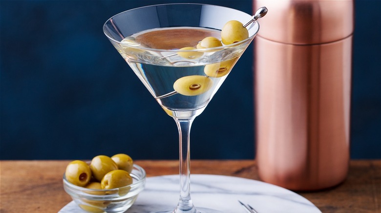 Dirty martini with olives