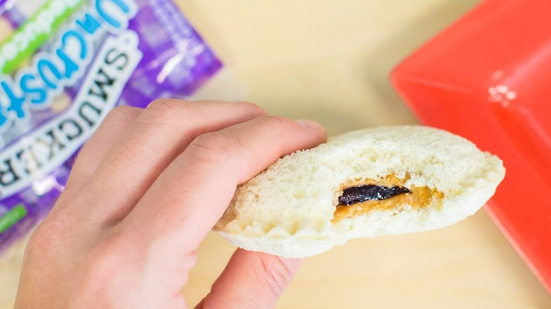 Uncrustables peanut butter and jelly sandwich