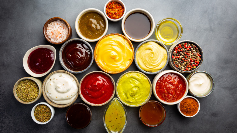 Assorted dips and sauces