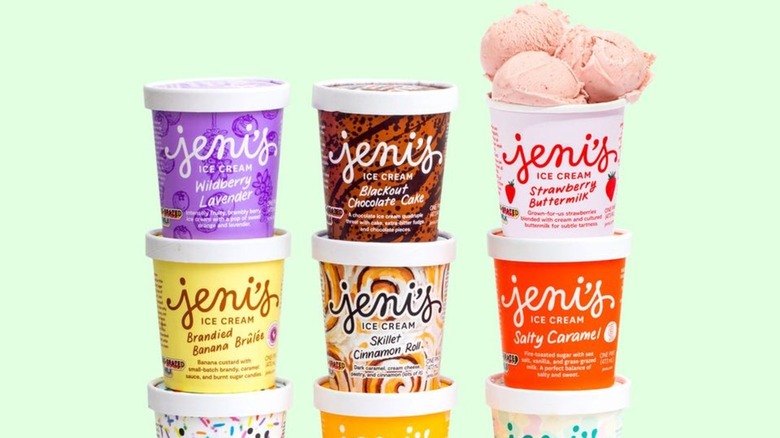 A stack of Jeni's Ice Cream flavors 