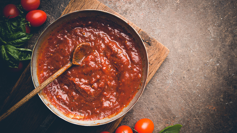 Pasta sauce in a pan