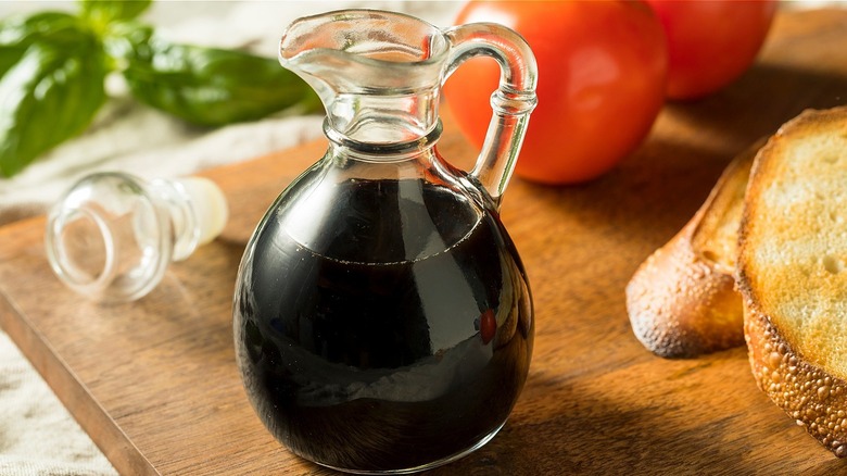 Balsamic vinegar in a glass bottle