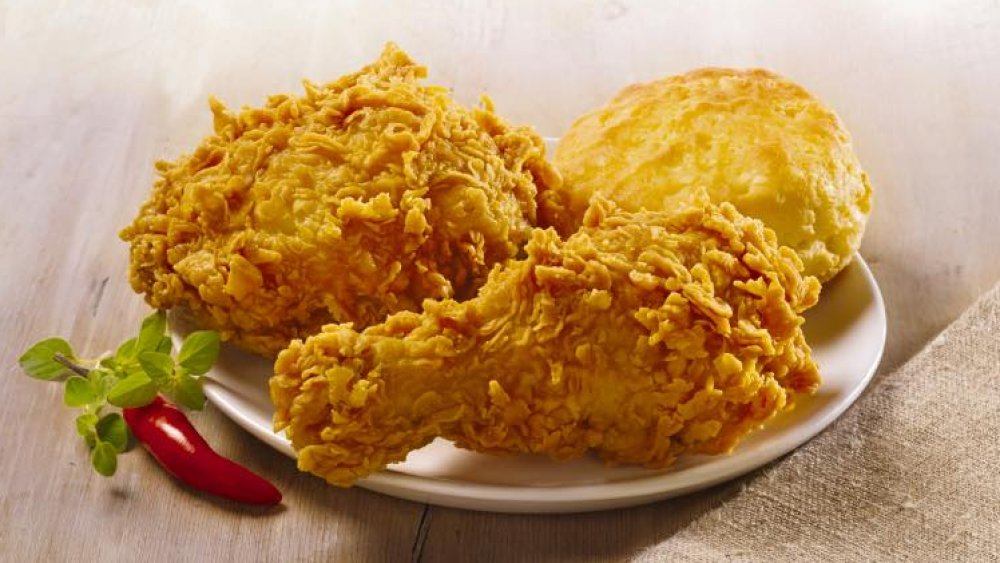 Popeyes fried chicken with a biscuit 