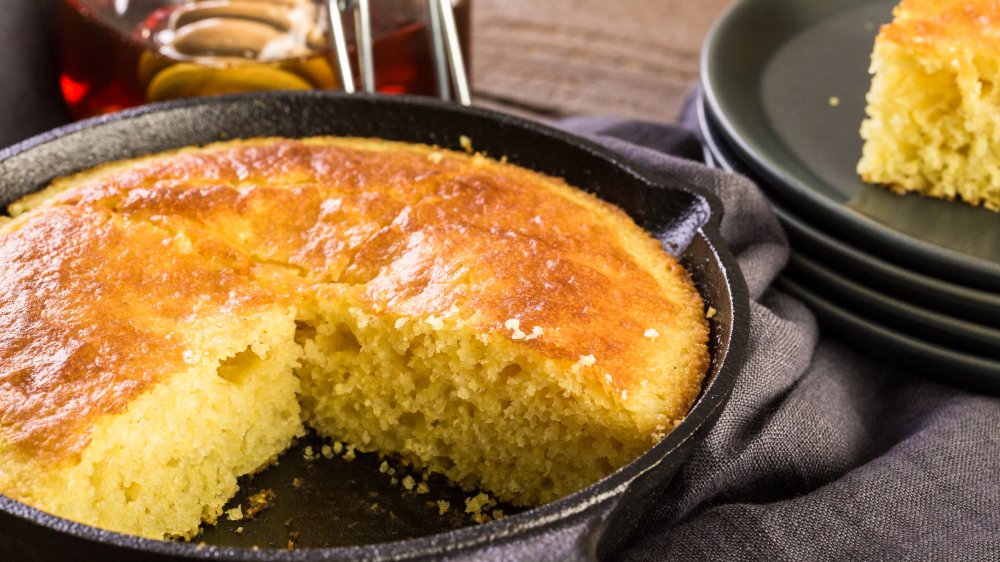 Cornbread in a cast iron pan