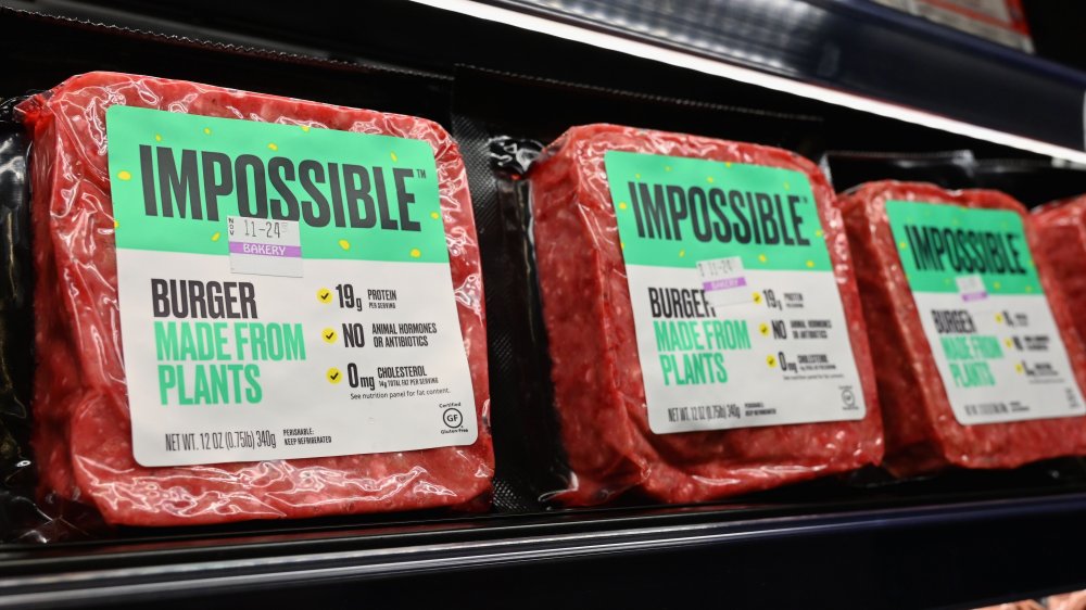 Impossible burger meat on shelves