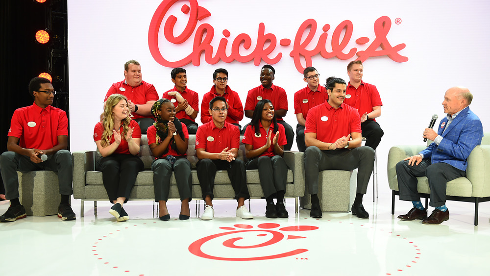 Dan Cathy with Chick-fil-A employees