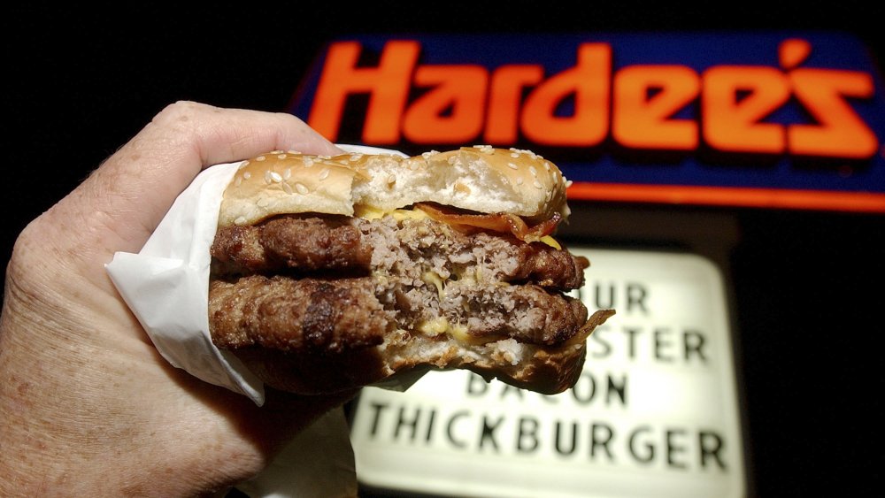 Hardee's sign and burger