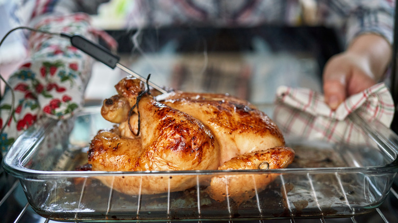 chicken roasting in oven