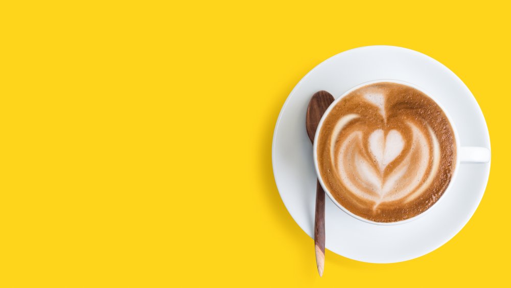 latte on a yellow background