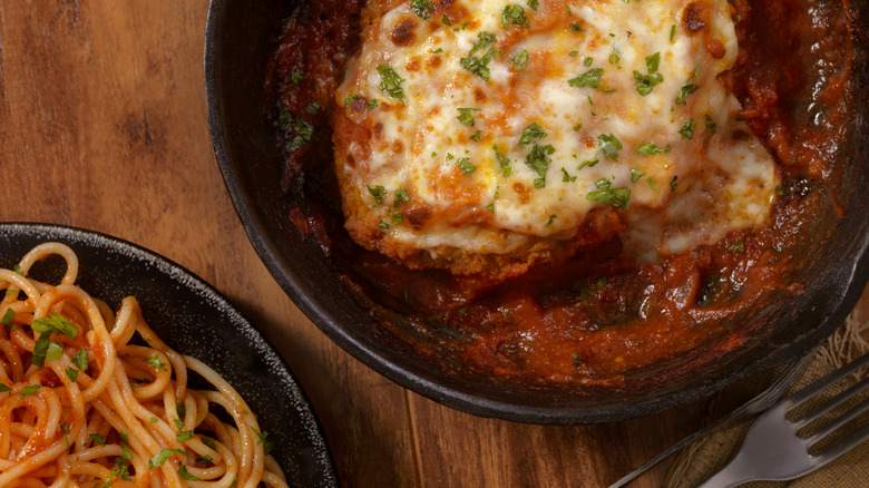 chicken parmesan and spaghetti