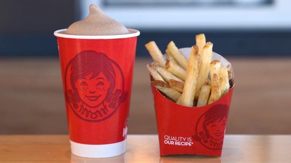 Wendy's Classic Chocolate Frosty and fries