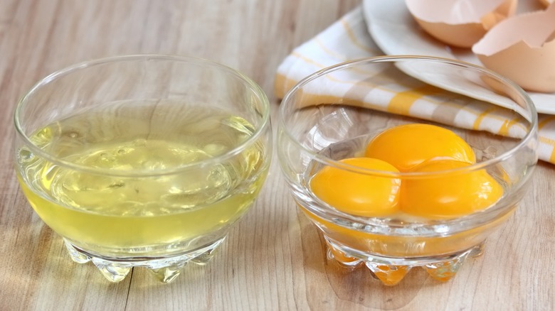 Separated egg white and yolks 