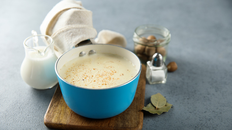 A pot of Béchamel sauce