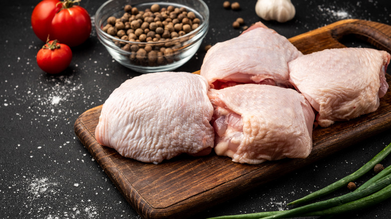 Raw chicken thighs