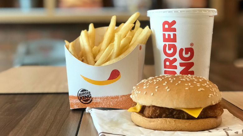 Burger King meal with French fries and drink