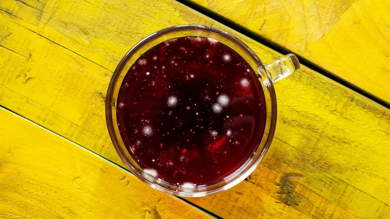Moldy tea in cup