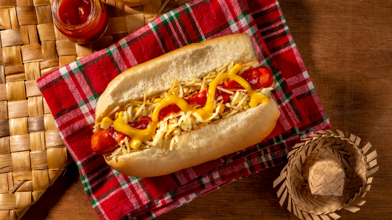 Hot dog on blanket