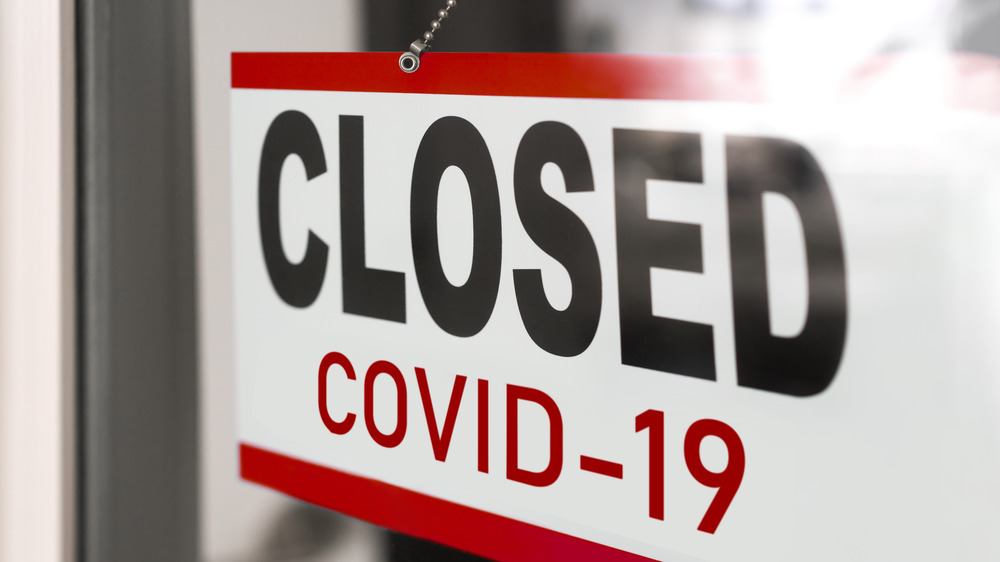 Retail window covid closure sign