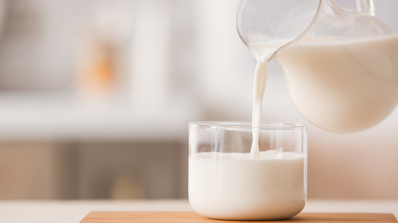 Pouring milk into a glass