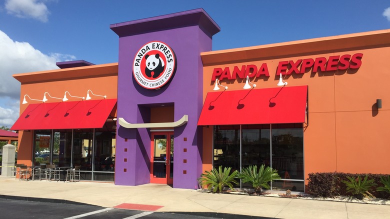 Panda Express drink and meal on tray