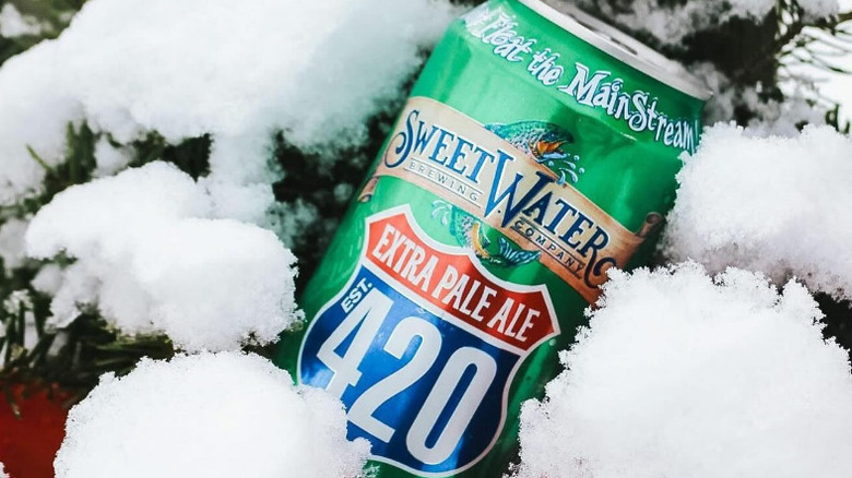 can of 420 Extra Pale Ale in the snow