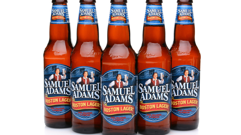 five bottles of Boston Lager
