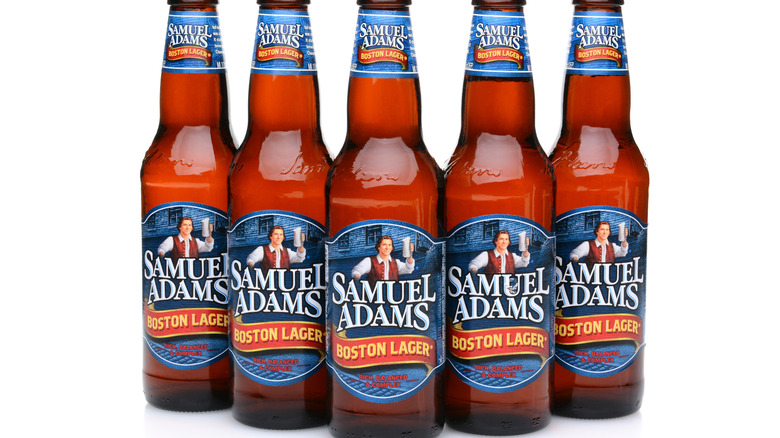 five bottles of Boston Lager