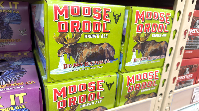 packs of Moose Droll on a Trader Joe's shelf