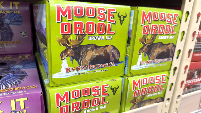packs of Moose Droll on a Trader Joe's shelf