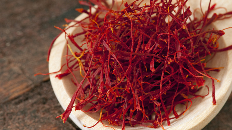 saffron strands in bowl
