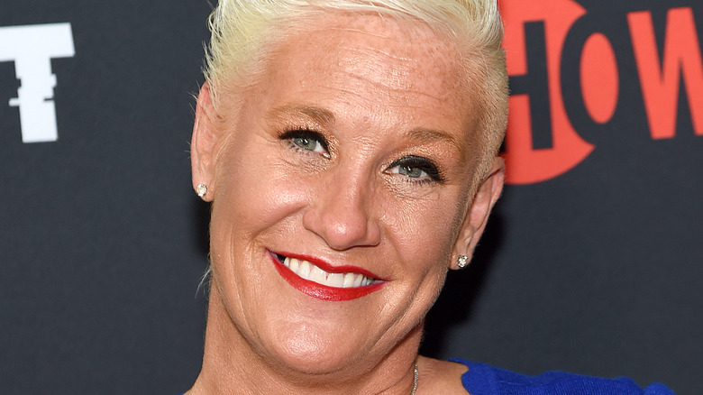 Anne Burrell wearing red lipstick