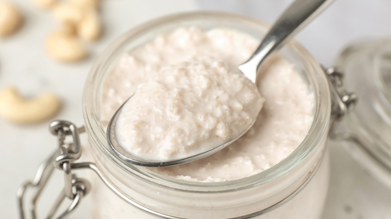 cashew sour cream in jar