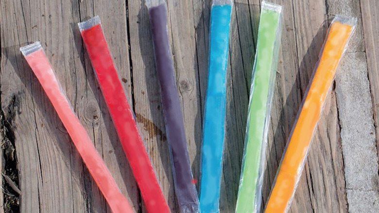 Rainbow colored freeze pops