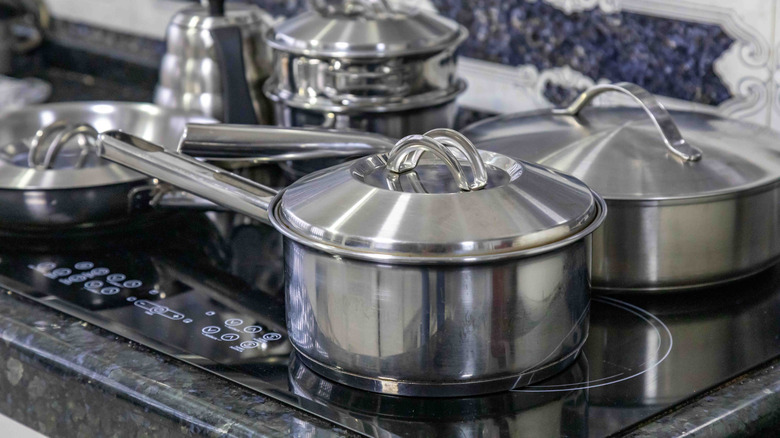 Pots and pans on induction stove