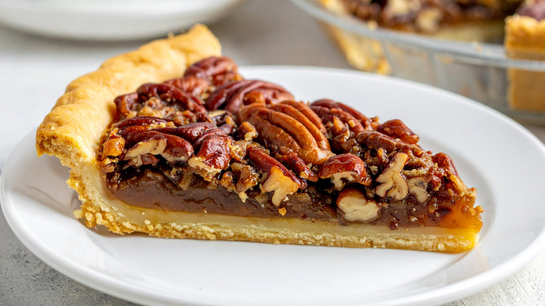 slice of pecan pie on plate